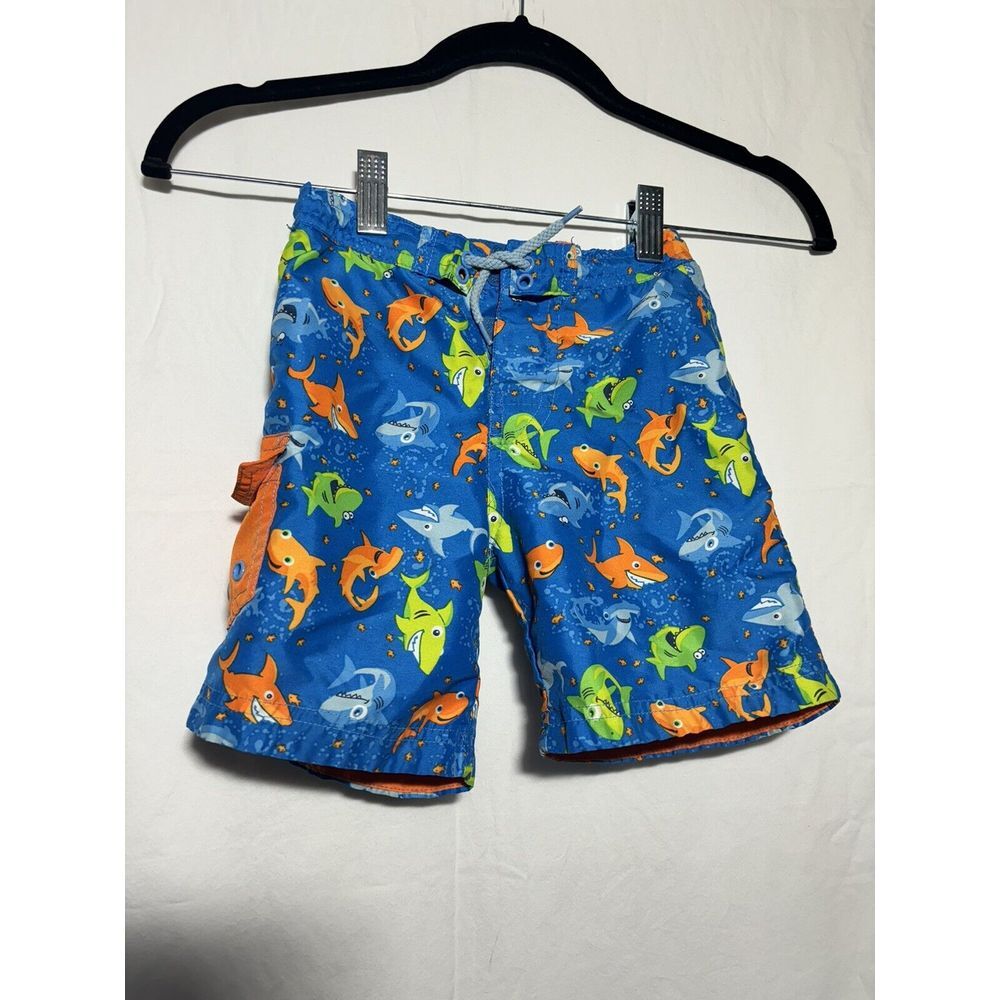UV Skinz Swim trunks Shorts Boys size 4T Shark Print Beach Pool Swimsuit EUC Q17
